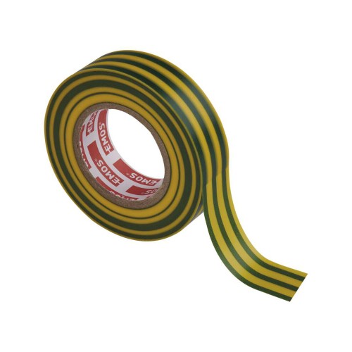 Nastro isolante PVC giallo verde 19mm x 20m, spessore 0.13mm, autoestinguente e certificato CEI EN 60454.