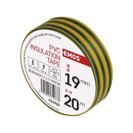 Nastro Isolante PVC Giallo Verde 19mm x 20m - Spessore 0.13mm | Emos F61925