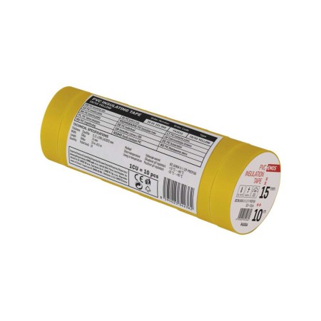 Nastro Isolante PVC Giallo 15mm x 10m - Spessore 0.13mm | Emos F61516