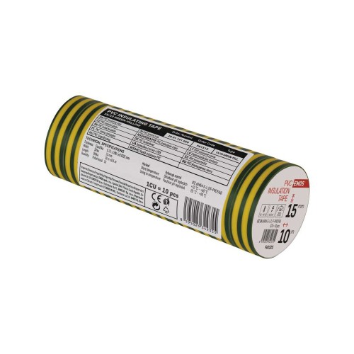 Nastro Isolante PVC Giallo-Verde 15mm... Nastro Isolante PVC Giallo-Verde 15mm...