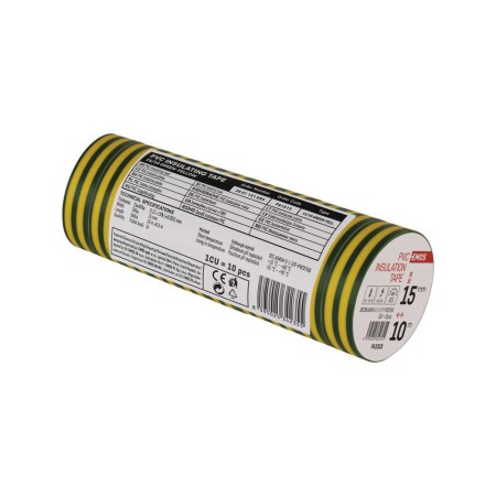 Nastro Isolante PVC Giallo-Verde 15mm x 10m - Spessore 0.13mm | Emos F61515