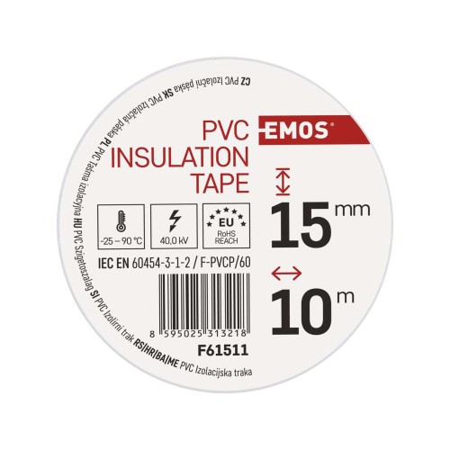 Nastro Isolante PVC Bianco 15mm x 10m...