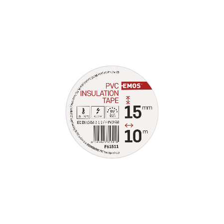 Nastro Isolante PVC Bianco 15mm x 10m - Spessore 0.13mm | Emos F61511