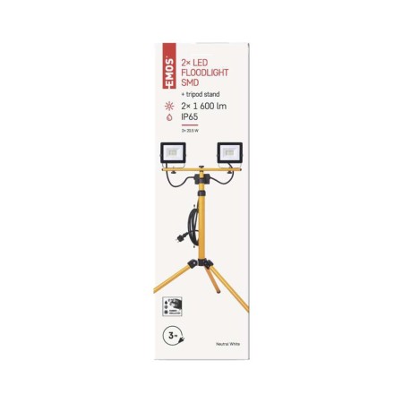 2 Fari LED da 20.5W 3400lm con treppiede IP65 e cavo in gomma 3mt