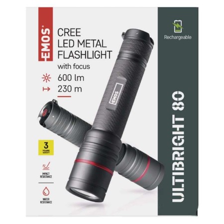 Torcia Ultibright 80 CREE XP-G3 S3 600lm IP65 - Ricaricabile  | EMOS P3180