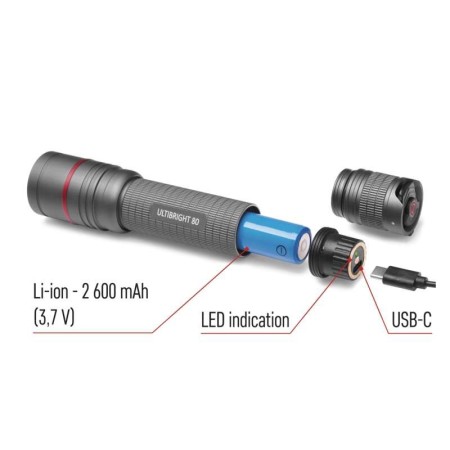 Torcia Ultibright 80 CREE XP-G3 S3 600lm IP65 - Ricaricabile  | EMOS P3180