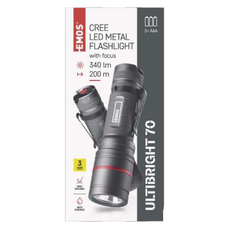 Torcia Ultibright 70 CREE XP-G2 S3 340lm IP65: Luminosità e Resistenza | EMOS P3170