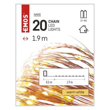 Catena NANO LED a Batterie: 20 LED, Filo Rame, Timer | EMOS D3AW07