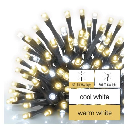 CATENA LUMINOSA 50 LED CALDI E 50 LED FREDDI CONNECT SYSTEM EMOS D1AN01