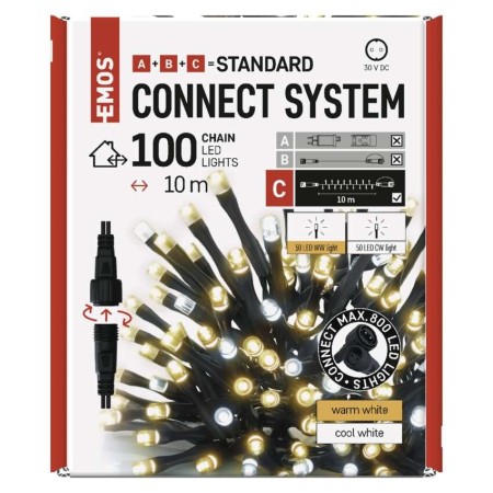 CATENA LUMINOSA 50 LED CALDI E 50 LED FREDDI CONNECT SYSTEM EMOS D1AN01