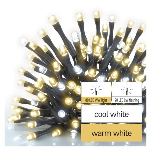 CATENA LUMINOSA 50 LED CALDI FISSI E 50 LED FREDDI INTERMITTENTI CONNECT SYSTEM EMOS D1AN02