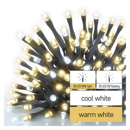CATENA LUMINOSA 50 LED CALDI FISSI E 50 LED FREDDI INTERMITTENTI CONNECT SYSTEM EMOS D1AN02