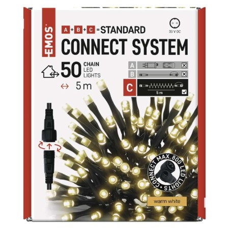 CATENA LUMINOSA 50 LED LUCE 5MT CALDA CONNECT SYSTEM ESTERNO D1AW02