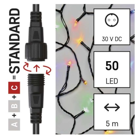 CATENA LUMINOSA 50 LED LUCE MULTICOLOR 5MT CONNECT SYSTEM D1AM02