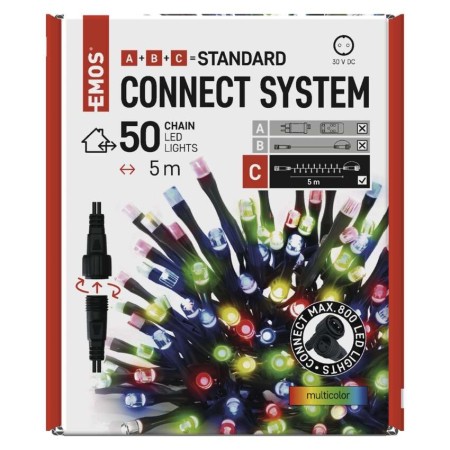 CATENA LUMINOSA 50 LED LUCE MULTICOLOR 5MT CONNECT SYSTEM D1AM02