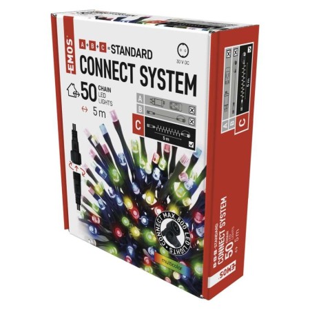 CATENA LUMINOSA 50 LED LUCE MULTICOLOR 5MT CONNECT SYSTEM D1AM02