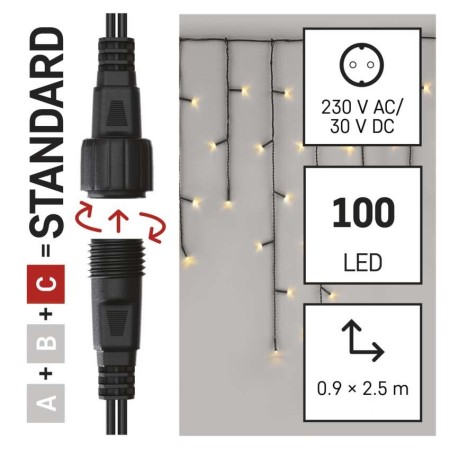 ICICLES LED 100 LED LUCE CALDA 2,5X0,9M CONNECT SYSTEM D1CW01