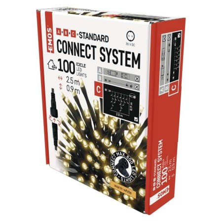ICICLES LED 100 LED LUCE CALDA 2,5X0,9M CONNECT SYSTEM D1CW01