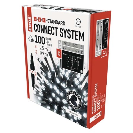 ICICLES LED 100 LED LUCE FREDDA 2,5X0,9M CONNECT SYSTEM D1CC01