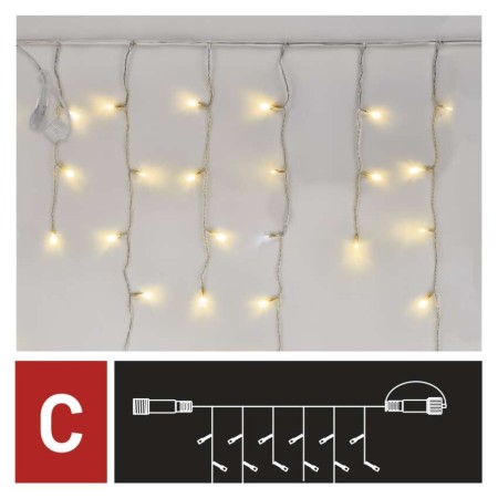 ICICLES LED 50 LED CALDI FISSI 50 LED FREDDI LAMPEGGIANTI 2,5X0,9M CONNECT SYSTEM D1CN01