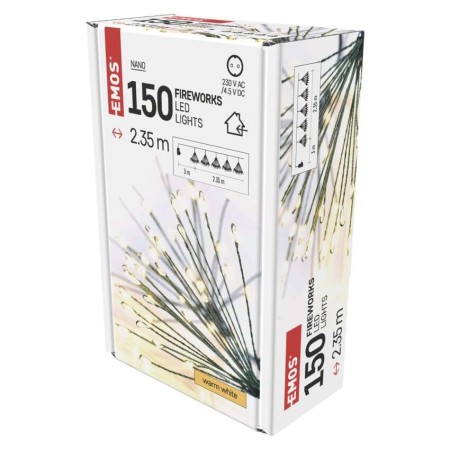 Catena NANO LED FIREWORKS: Magia di 150 Luci Fredde, 2.35mt, Timer, Interno | EMOS D3AW09