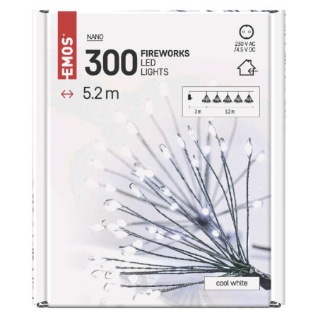 Catena NANO LED FIREWORKS: 300 LED Freddi, Filo Verde, timer, Interno | EMOS D3AC09