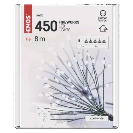 Catena NANO LED FIREWORKS: Magia di 450 Luci Fredde, 8mt, Timer, Interno | EMOS D3AC10