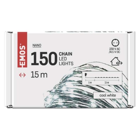Catena NANO LED: 150 LED Freddi , Timer, Cavo Verde 15mt | EMOS D3AC05