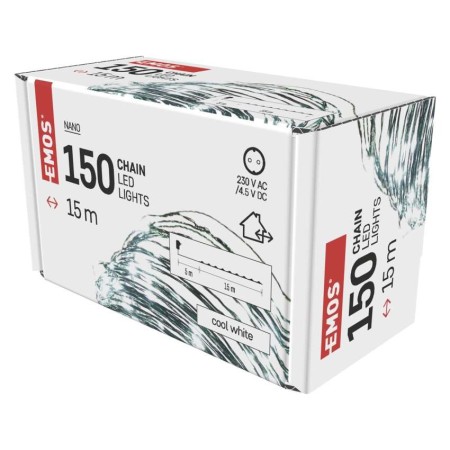Catena LED 15 Metri Nano: 150 LED Freddi, Filo Verde, Timer | EMOS D3AC05