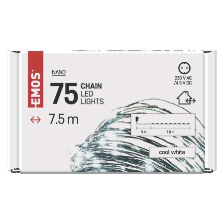 Catena NANO LED: 75 LED Freddi , Timer, Cavo Verde 7.5mt | EMOS D3AC04