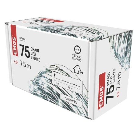 Catena LED Filo Verde Nano: 75 LED Freddi, Timer, 7,5m | EMOS D3AC04