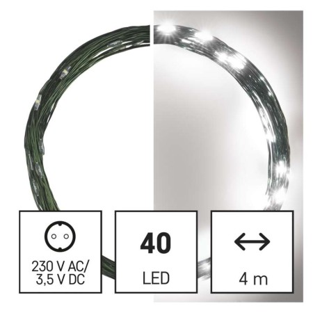 Catena LED Filo Verde Nano: 40 LED Freddi, Timer, 4m | EMOS D3AC03