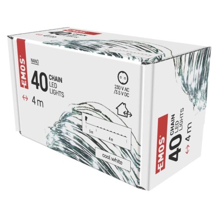 Catena NANO LED: 40 LED Freddi , Timer, Cavo Verde 5mt  | EMOS D3AC03