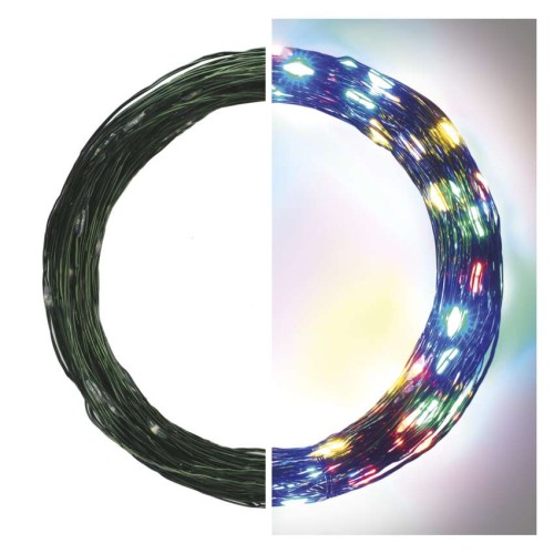 Catena Nano LED 150 luci Multicolor 15mt Cavo Verde, Timer, Esterno | Emos D3AM03