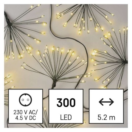 Catena NANO LED FIREWORKS: 300 LED Caldi , Filo Verde, timer, Interno | EMOS D3AW10