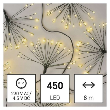Catena NANO LED FIREWORKS: Magia di 450 Luci Calde, 8mt, Interno, Timer | EMOS D3AW11