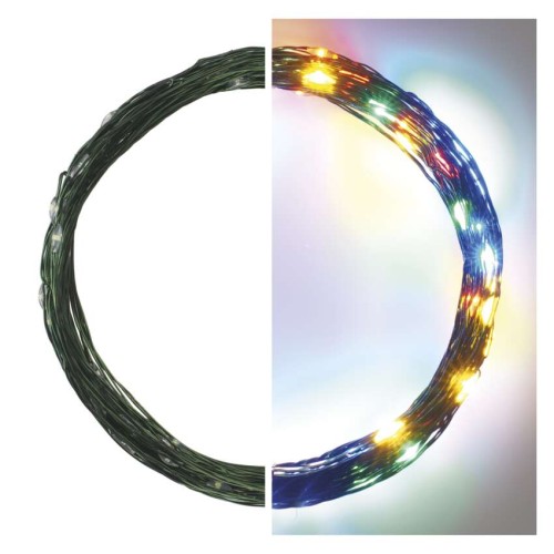 Catena Nano LED 75 luci Multicolor 7.5mt Cavo Verde, Timer, Esterno | Emos D3AM02