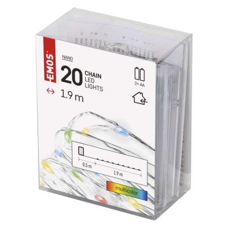 Catena NANO LED a Batterie: 20 LED Multicolor, Timer | EMOS D3AM04