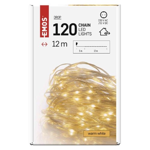 Drop Chain 120 LED Luce Calda, 12mt... Drop Chain 120 LED Luce Calda, 12mt...