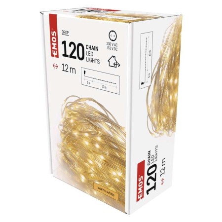 Drop Chain 120 LED Luce Calda, 12mt Interno/Esterno | EMOS D3AW15