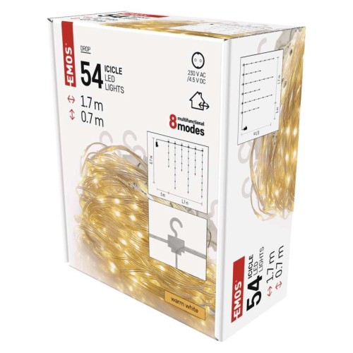 Drop Icicles 54 LED, 1.7x0.7m - 8... Drop Icicles 54 LED, 1.7x0.7m - 8...