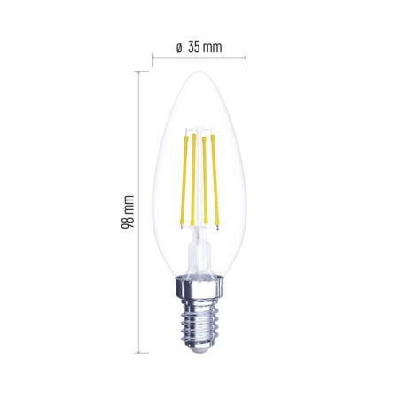 Lampadina LED Filamento Oliva E14 6W (60W) 4000K 810LM Finitura Chiara | Emos ZF3241