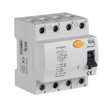 Interruttore differenziale salvavita quadripolare 40A 30ma KRD6-4/40/30