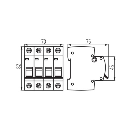 Interruttore automatico magnetotermico 32A 6KA 4 moduli KMB6-C32/4