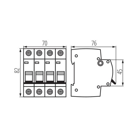Interruttore automatico magnetotermico 40A 6KA 4 moduli KMB6-C40/4