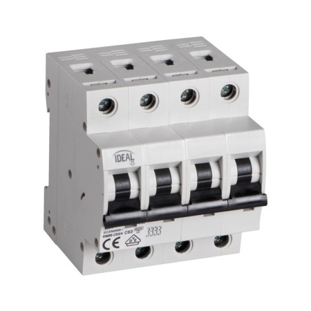 Interruttore automatico magnetotermico 63A 6KA 4 moduli KMB6-C63/4