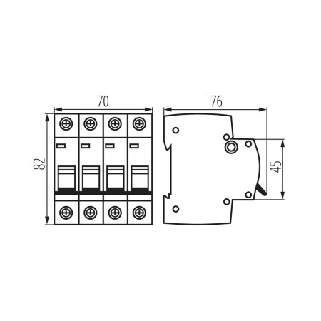 Interruttore automatico magnetotermico 63A 6KA 4 moduli KMB6-C63/4