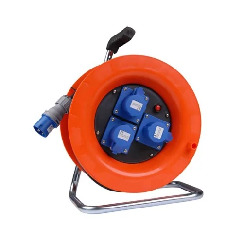 Avvolgicavo industriale CEE 16A arancione 30 metri 3 prese cantiere ECOVA