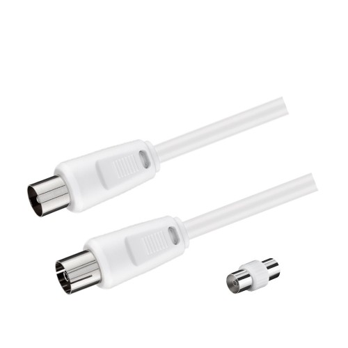 Prolunga TV 1.5m Maschio-Femmina con Adattatore | Colore bianco