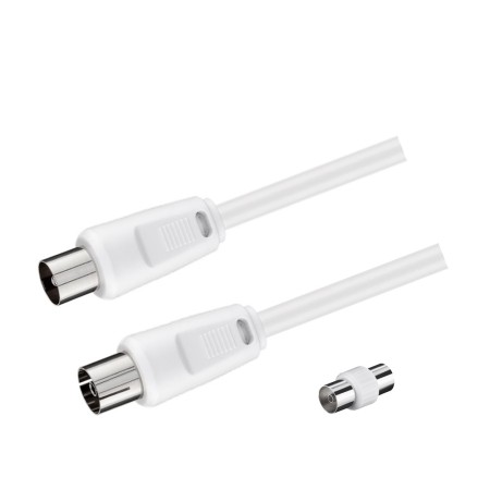Prolunga TV 1.5m Maschio-Femmina con Adattatore | Colore bianco